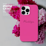 Rosa Personlig iphone case Script Namn<br><div class="desc">Gör den till din egen genom att anpassa den med ditt namn.</div>