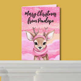 Rosa Personlig Julren, Cute Helgkort