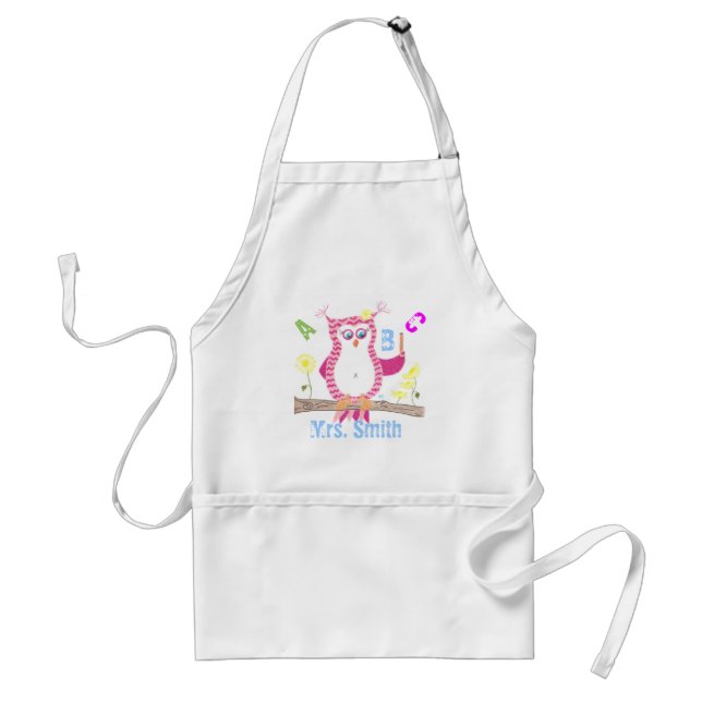Rosa personlig lärare uggla apron . förkläde (Framsidan)