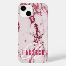 Rosa Personlig Lush Glitter Marble Monogram