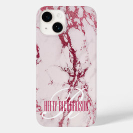 Rosa Personlig Lush Glitter Marble Monogram