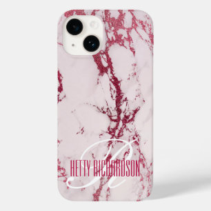 Rosa Personlig Lush Glitter Marble Monogram