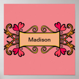 Rosa Personlig Modern Girls-rum Poster