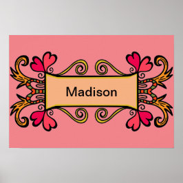 Rosa Personlig Modern Girls-rum Poster