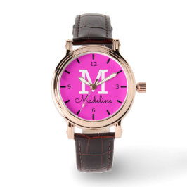 Rosa Personlig Monogram Armbandsur