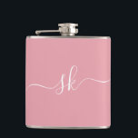 Rosa Personlig Monogram Bachelorette Fickplunta<br><div class="desc">Rosa Personlig Monogram Bachelorette Party-favoritkolv. Roligt är till fördel för din bachelorette-fest. Enkel att anpassa. Hämta din i dag!</div>