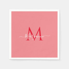 Rosa Personlig Monogram Pappersservett