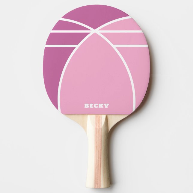 Rosa personlig pingisracket med namn (Framsidan)