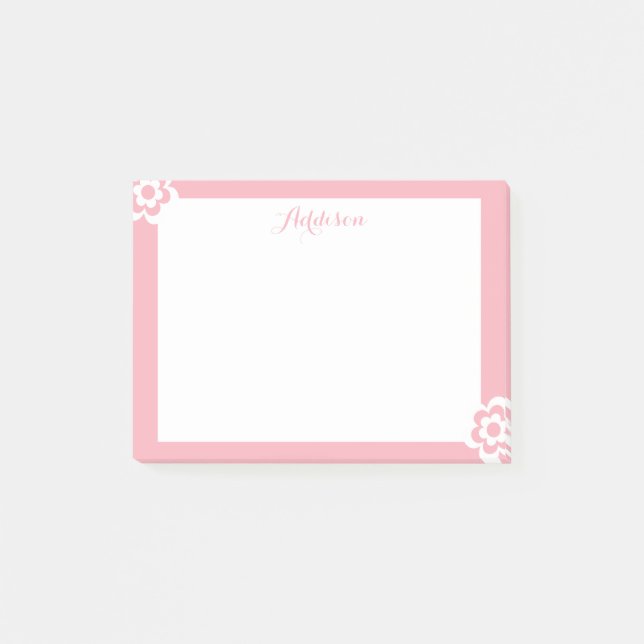 Rosa Personlig Post it® Notes White Flower Post-it Block (Framsida)