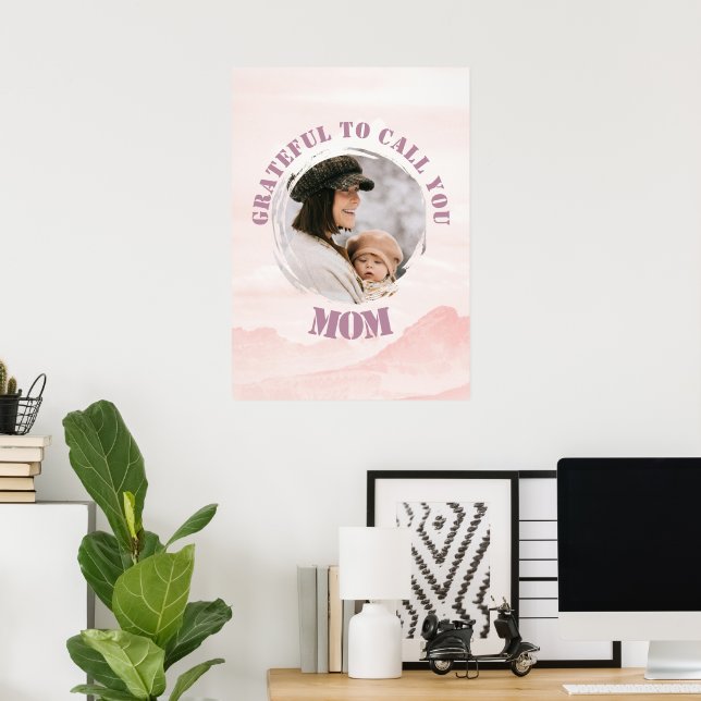 Rosa Personlig Poster för Mamma (Hemmakontoret)