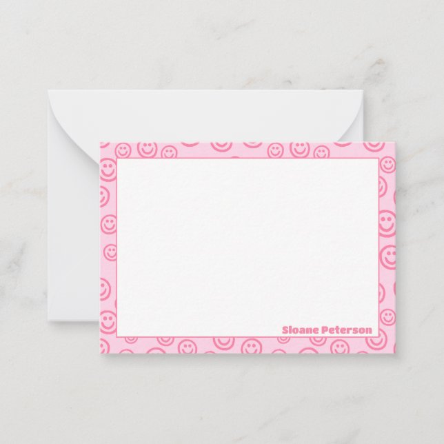 Rosa Personlig Preppy Note-kort Anteckningskort (Framsida)