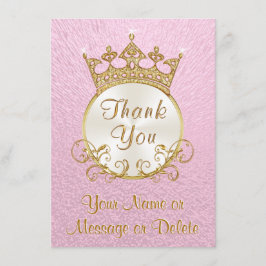 Rosa Personlig Princess Tack Cards