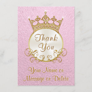 Rosa Personlig Princess Tack Cards Kort