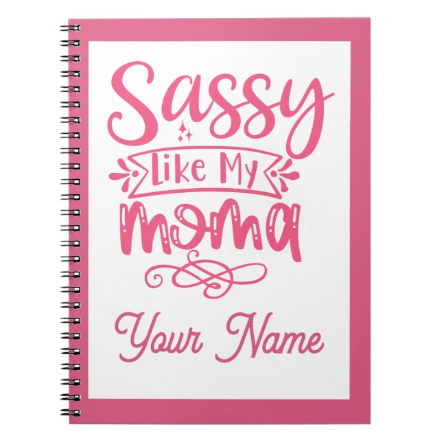 Rosa personlig "Sassy Mamma"  Anteckningsbok (Framsidan)