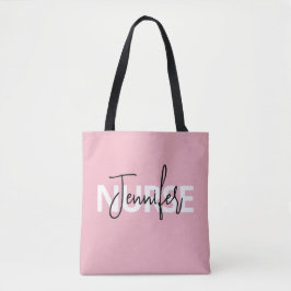 Rosa personlig sjuksköterska typografi tygkasse
