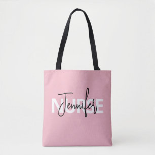 Rosa personlig sjuksköterska typografi tygkasse