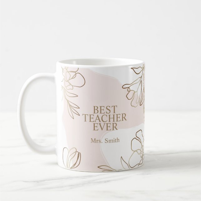 Rosa Personlig Teacher Mugg med blommor (Vänster)