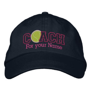 Rosa Personlig Tennis Coach med ditt namn Broderad Keps