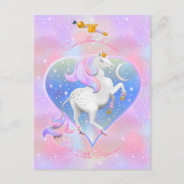 Rosa Personlig Unicorn Princess Postcard Vykort