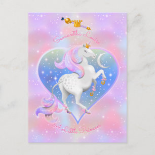 Rosa Personlig Unicorn Princess Postcard Vykort