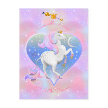 Rosa Personlig Unicorn Princess Postcard