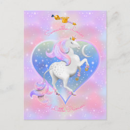 Rosa Personlig Unicorn Princess Postcard Vykort