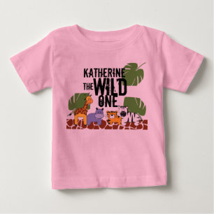 rosa Personlig VILD 1 Safari första födelsedag T Shirt