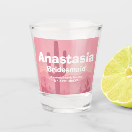 Rosa personligaskadade brudtärna shotglas