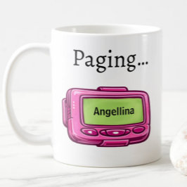 Rosa personsökare personlig namn rolig present mug kaffemugg