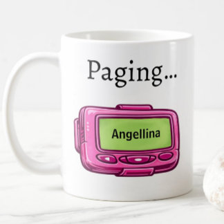 Rosa personsökare personlig namn rolig present mug kaffemugg