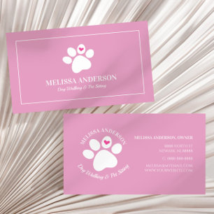 Rosa Pet Animal Hund Cat Tass Heart Anpassningsbar Visitkort