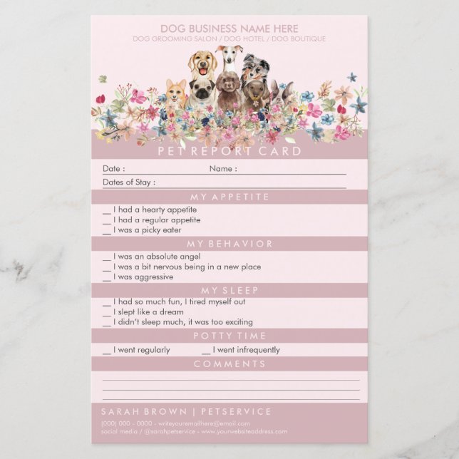  Rosa Pet Sitter Groomer Hundar (Framsida)