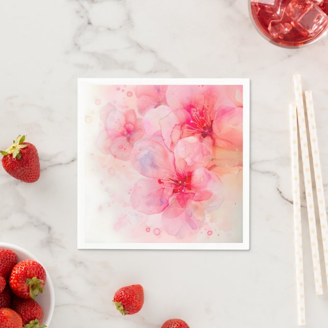 Rosa Petal Elegance Watercolor Pappersservett (Insitu)