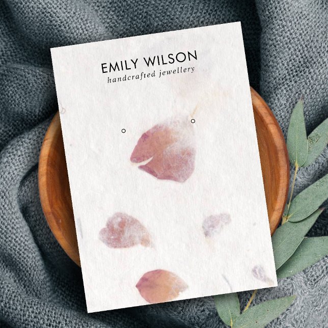 ROSA PETAL HANDMADE PAPPER STUD EARRING VISNING CA VISITKORT (Skapare uppladdad)