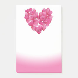 Rosa petalhjärtor som rosor bleknar Posta-honom, Post-it Block