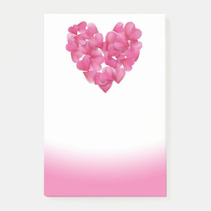 Rosa petalhjärtor som rosor bleknar Posta-honom, Post-it Block