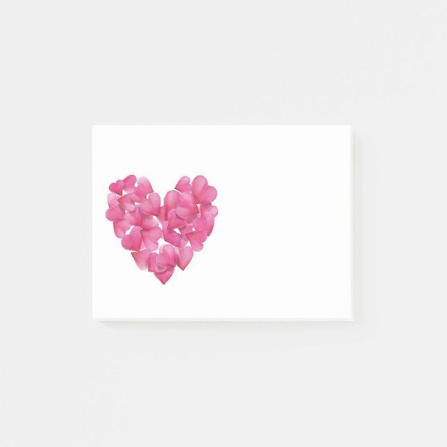 Rosa petalhjärtor Stickies noterar kvarteret Post-it Block (Framsida)