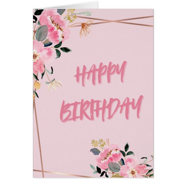 Rosa Petals Birthday OBS Kort (Framsidan)