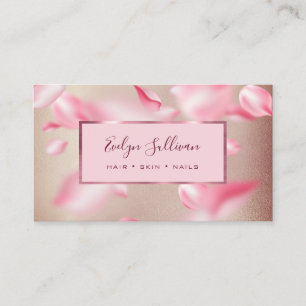 Rosa Petals Faux Foil-affärskortet Visitkort