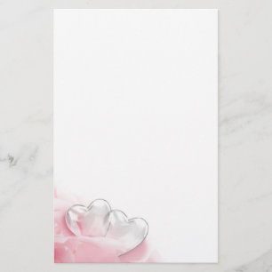 Rosa Petals för romantiska Glass hjärtor Brevpapper