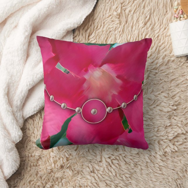 Rosa Petals och Pearls Kudde (Filt)