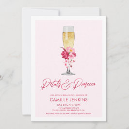 Rosa Petals och Prosecco Blommigt Möhippa Inbjudningar