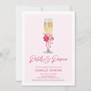 Rosa Petals och Prosecco Blommigt Möhippa Inbjudningar