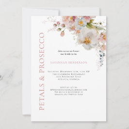 Rosa Petals och Prosecco Blommigt Möhippa Inbjudningar