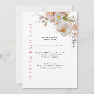 Rosa Petals och Prosecco Blommigt Möhippa Inbjudningar