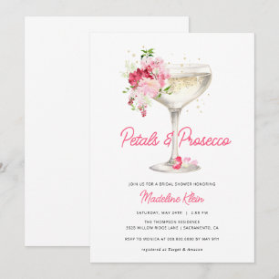 Rosa Petals och Prosecco Inbjudningskort för möhip