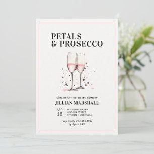 Rosa Petals och Prosecco Möhippa Inbjudningar
