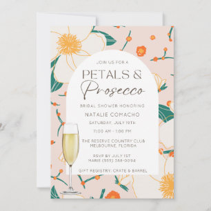Rosa Petals och Prosecco Möhippa Party Inbjudningar
