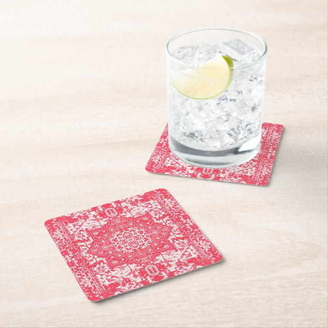 Rosa Petals på Kilim Dreams Underlägg Papper Kvadrat (Insitu)