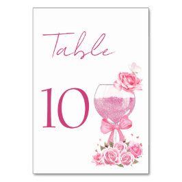 Rosa Petals & Prosecco Möhippa Bord Card Bordsnummer